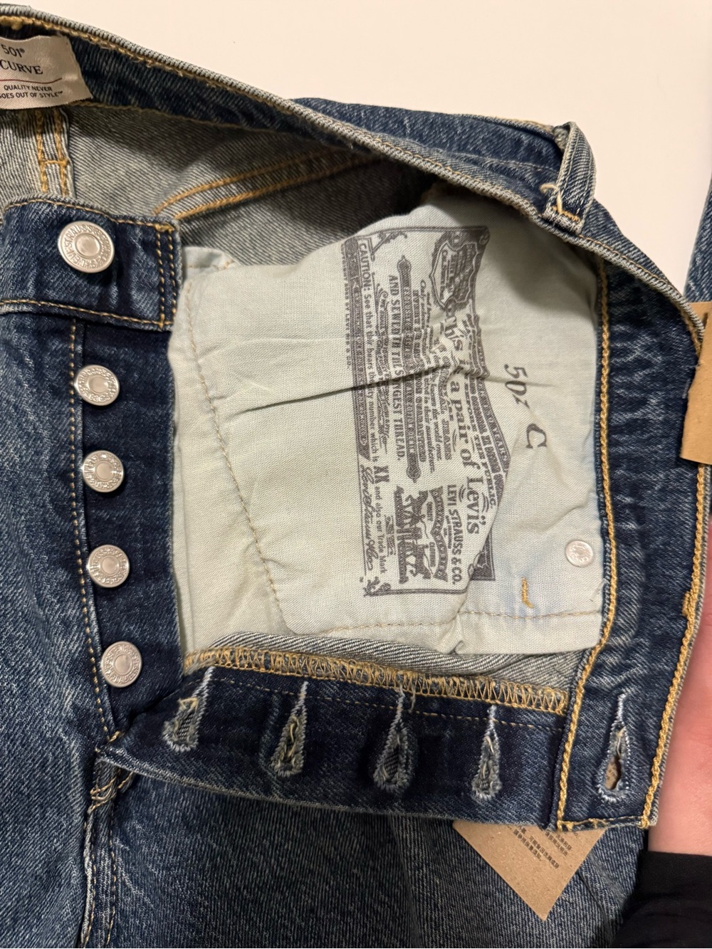 Levi's 501™ Curve Straight Leg Denim Rhinestone Jeans Solargenic- Dark Blue - Picture 3 of 10